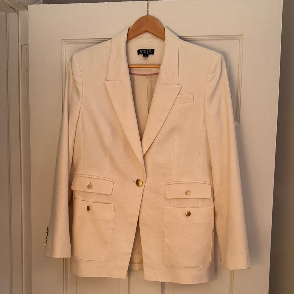 J. Crew Women's Ivory Blazer with Gold Buttons